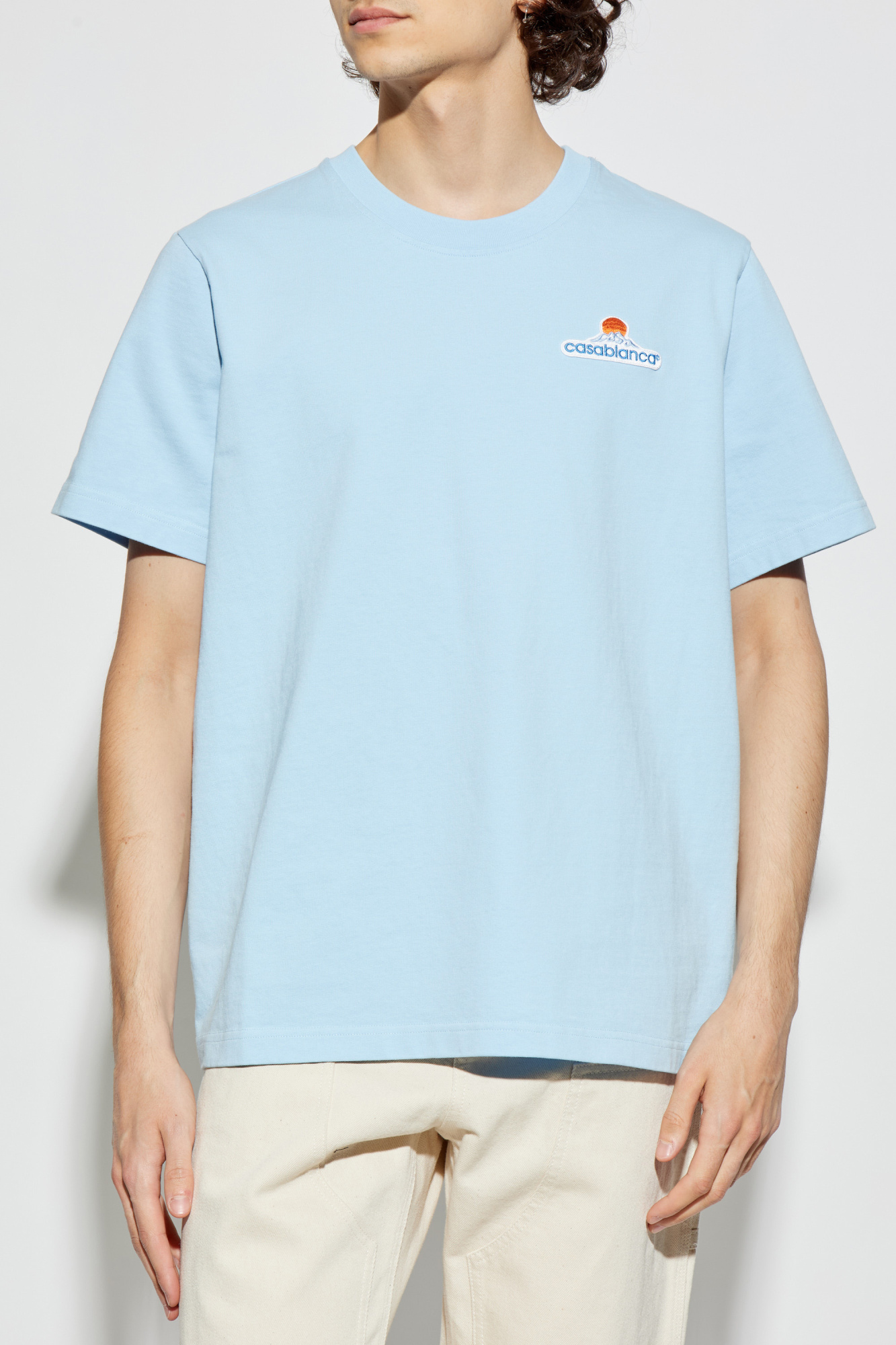 Tシャツ・カットソー CASABLANCA Men T-shirt Blue MPF25JTS001 07 Blue T-shirt with print Casablanca - Vitkac GB